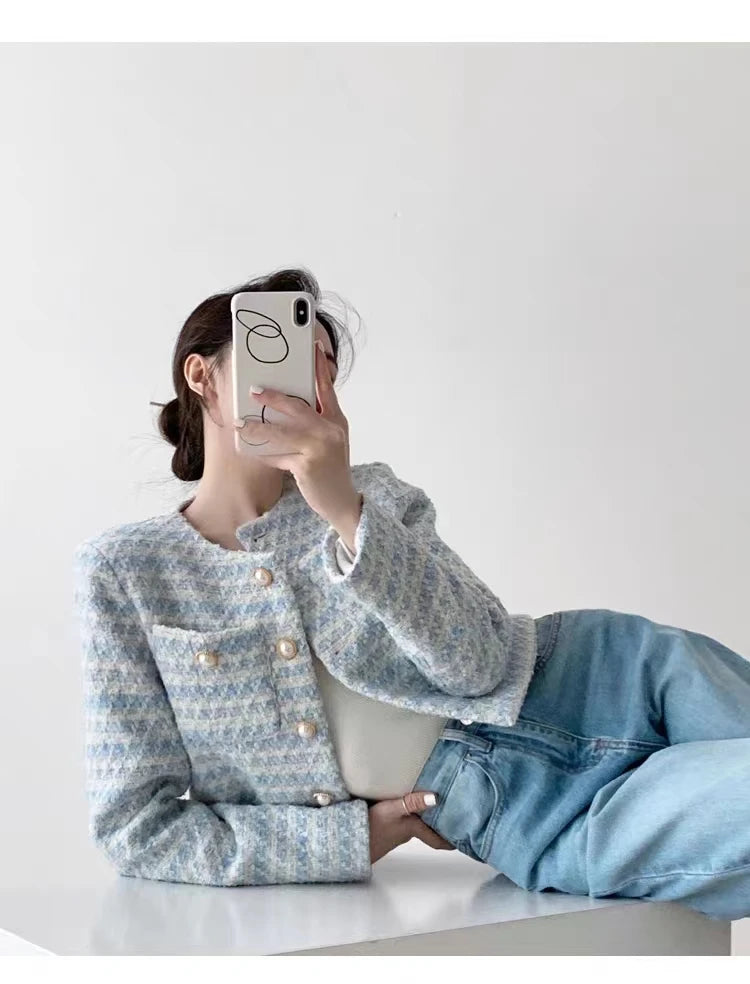 ITOOLIN Women's Tweed Short Cardigan Coat